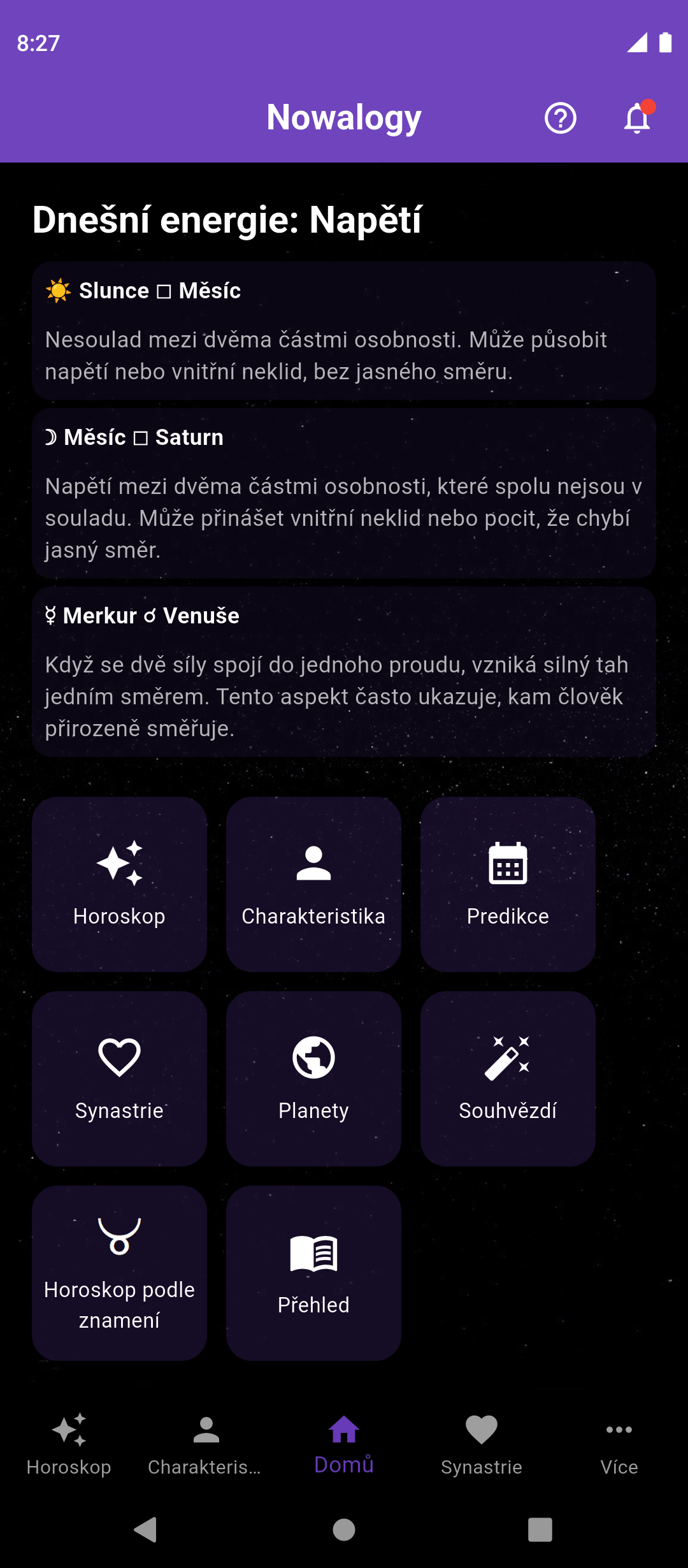 Hlavní obrazovka aplikace
