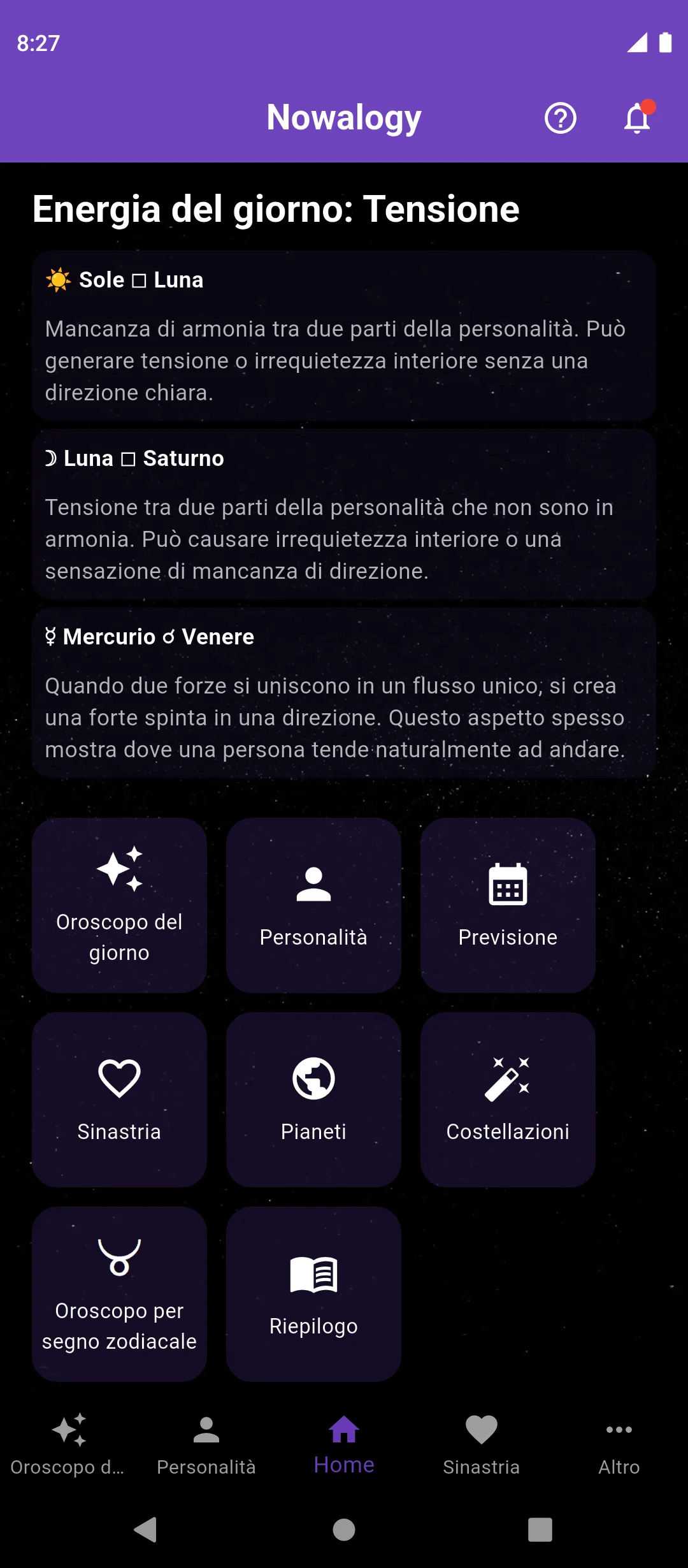 Schermata principale dell’app